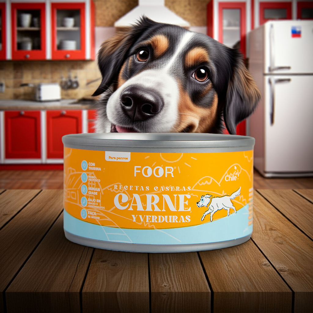 Carne y verduras para perros