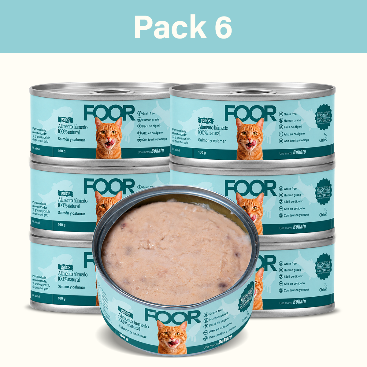 - Pack Mix 6 - Alimento Húmedo Salmón y Calamar para Gatos