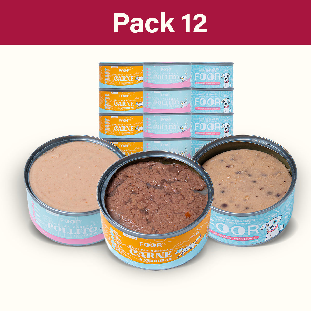 - Pack Mix 12 - Alimento Húmedo Cocinado para Perros